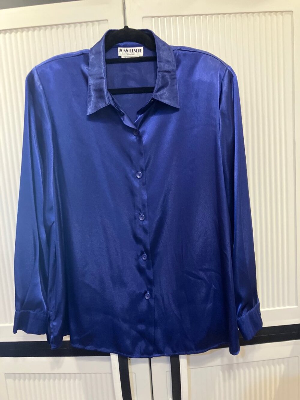 Satin Blouse Joan Leslie Woman Collection Royal Blue 18W Excellent Condition